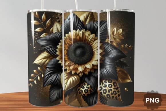 Black and Gold Sunflowers Tumbler Wrap: A Trendy Design for Modern Creators