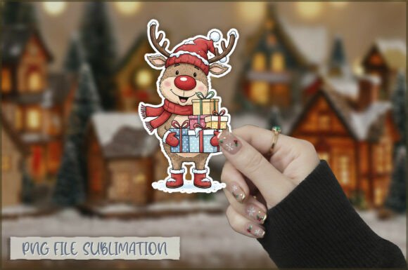 Christmas Hand Drawn Reindeer Sticker: A Versatile Digital Design for the Holiday Season