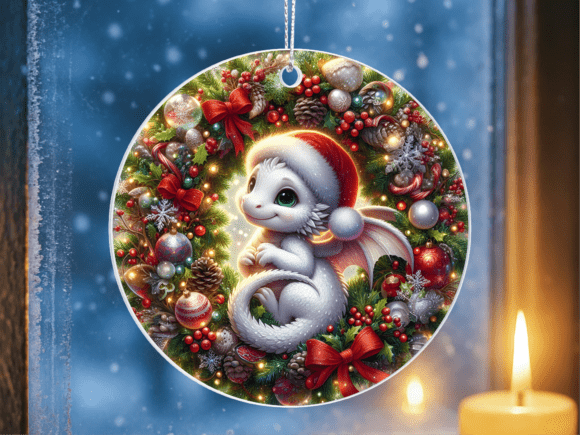 Cute Baby Santa Dragon Ornament PNG