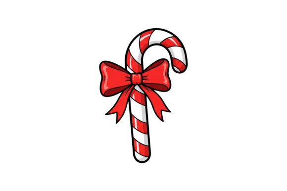 Festive Candy Cane with Red Bow