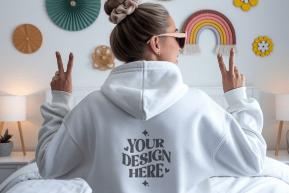 Gildan 18500B Kids Hoodie Back Mockup 18