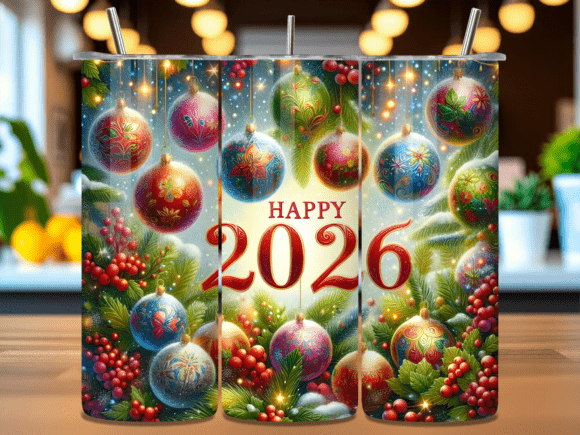 Happy 2026 Christmas Snow Berry Tumbler