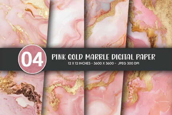 Pink Gold Marble Digital Paper