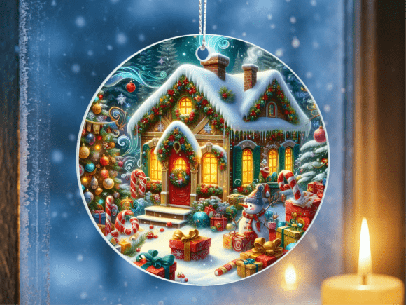 Snowy House Winter Village Ornament PNG: A Versatile Digital Design for Creative Projects