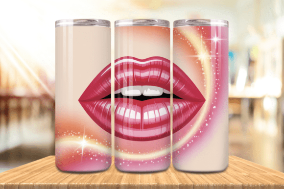 Valentine Day Girl Lips Tumbler Wrap PNG