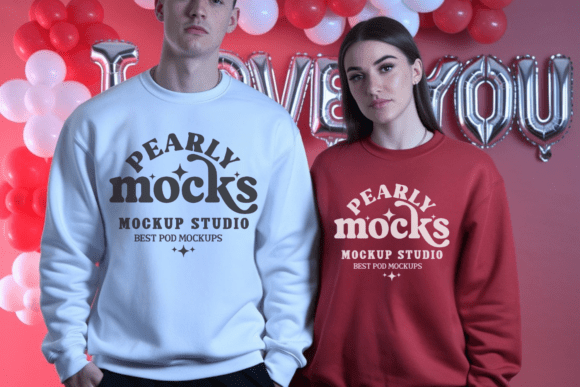 Valentine's Day Couple Sweatshirt Mockup