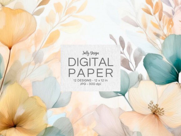 Watercolor Yellow Botanical Backgrounds: A Versatile Digital Design Pack