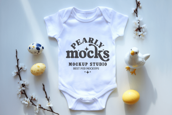 White Baby Onesie Bodysuit Mockup 16