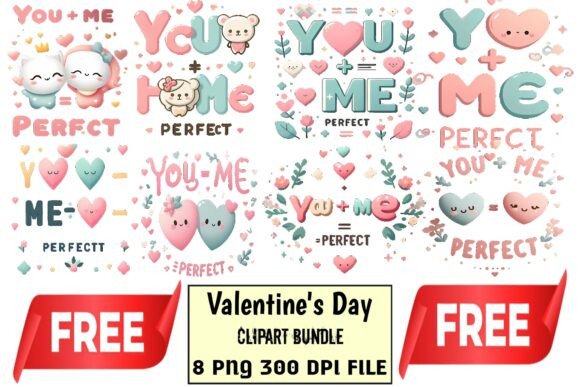You Me Valentine Clipart Free Bundle